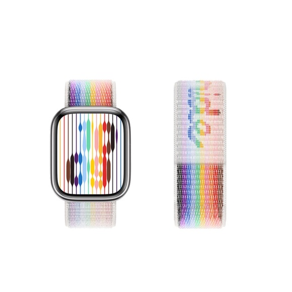 Sports Loop Apple Watch Strap -  White Rainbow Pride - Picture 1 of 2
